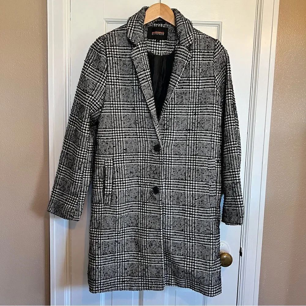 Ambiance Outerwear Plaid Women’s long coat